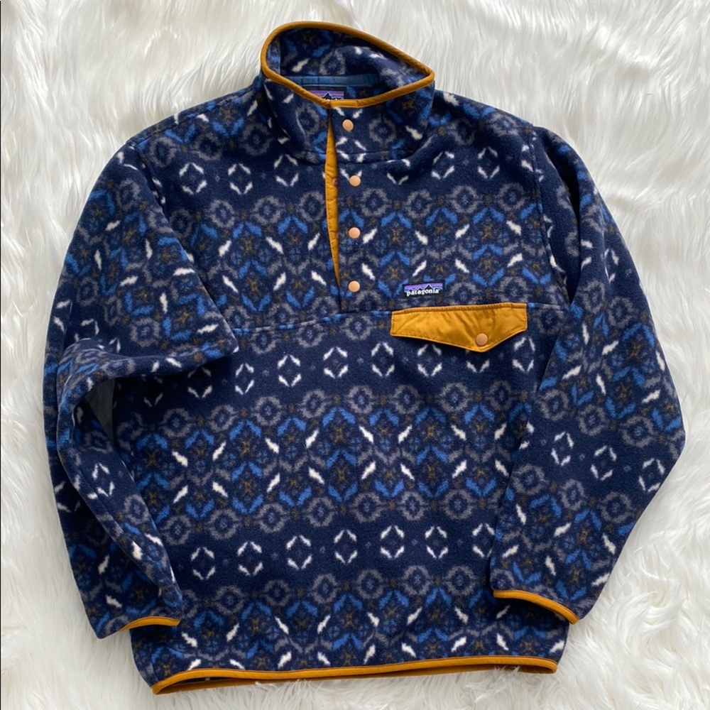 Patagonia Patterned Fleece with Mustard Trim